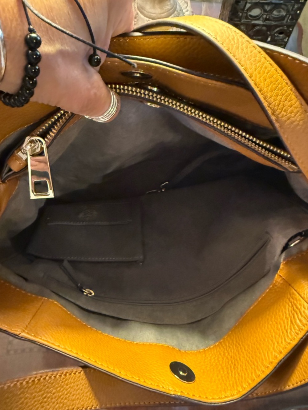 Vince Camuto Tania Convertible Leather Tote ~Tropical Yellow/Purple NWOT w/dusty - Picture 6 of 17